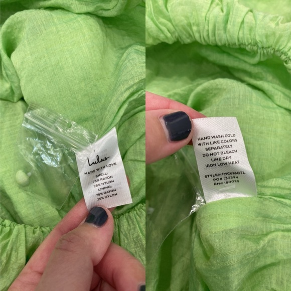 NWOT💚 Lulu's Total Bliss Lime Green Balloon Sleeve Crop Top Size XS - Picture 12 of 16